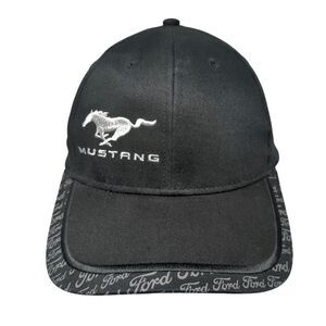 Mustang Ford Slideback Hat Black One Size Adjustable Embroidered 6 Panel